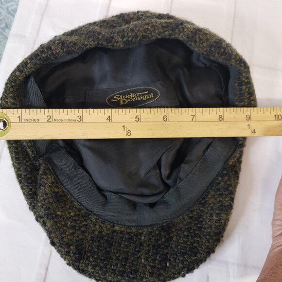 Cool Vintage Studio Donegal Brown Wool Flat Cap Mens L Made in Ireland Hat - Picture 6 of 8